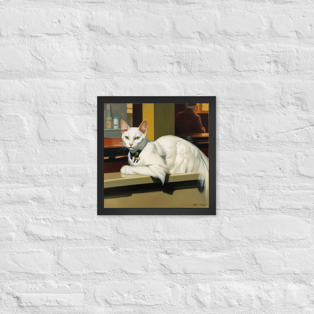 PugMug Custom White Companion Cat Framed Print