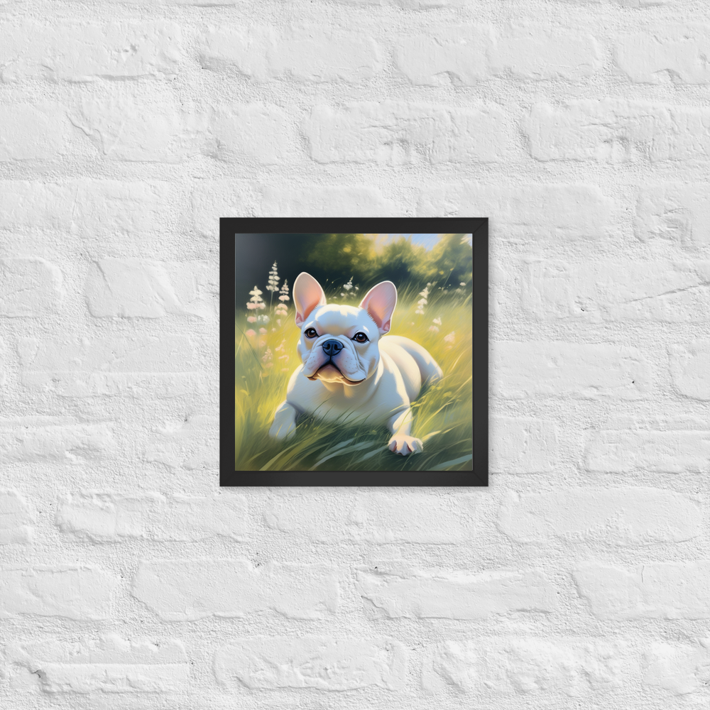 PugMug Custom White French Bulldog Framed Print