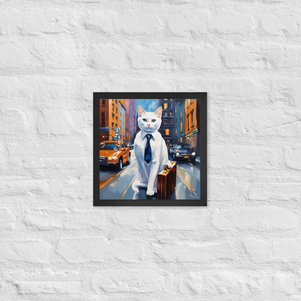 PugMug Custom White Companion Cat Framed Print