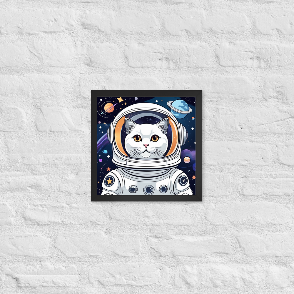 PugMug Custom White Scottish Fold Cat Framed Print