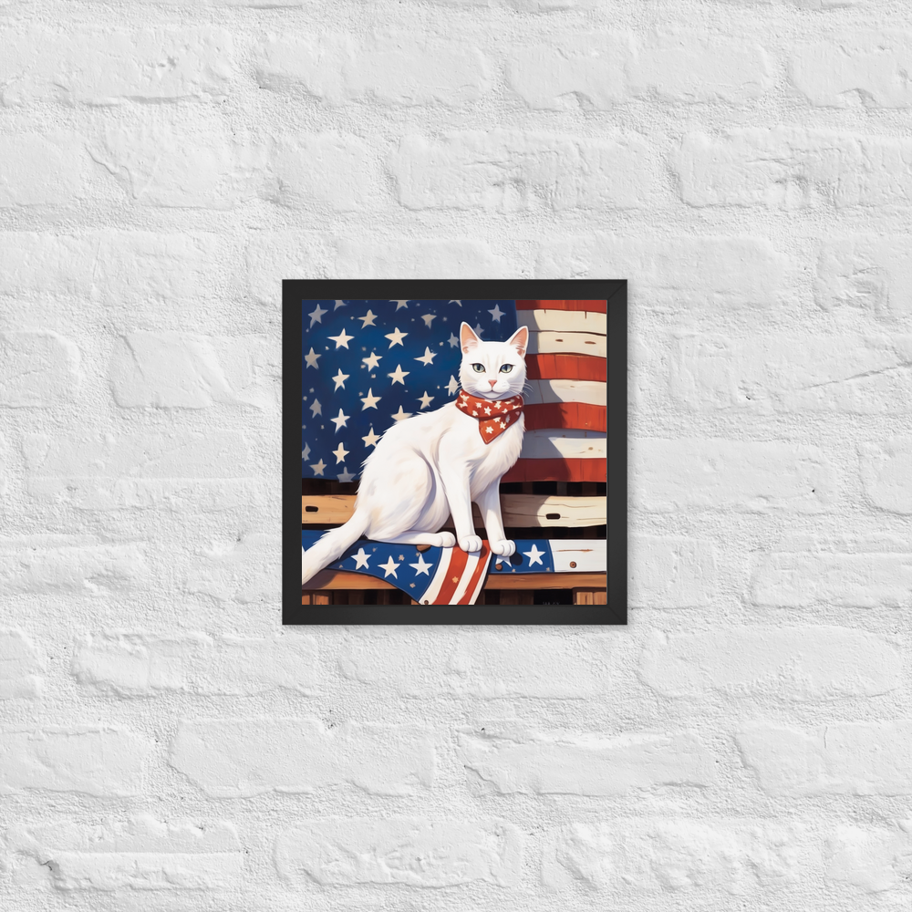 PugMug Custom White Companion Cat Framed Print