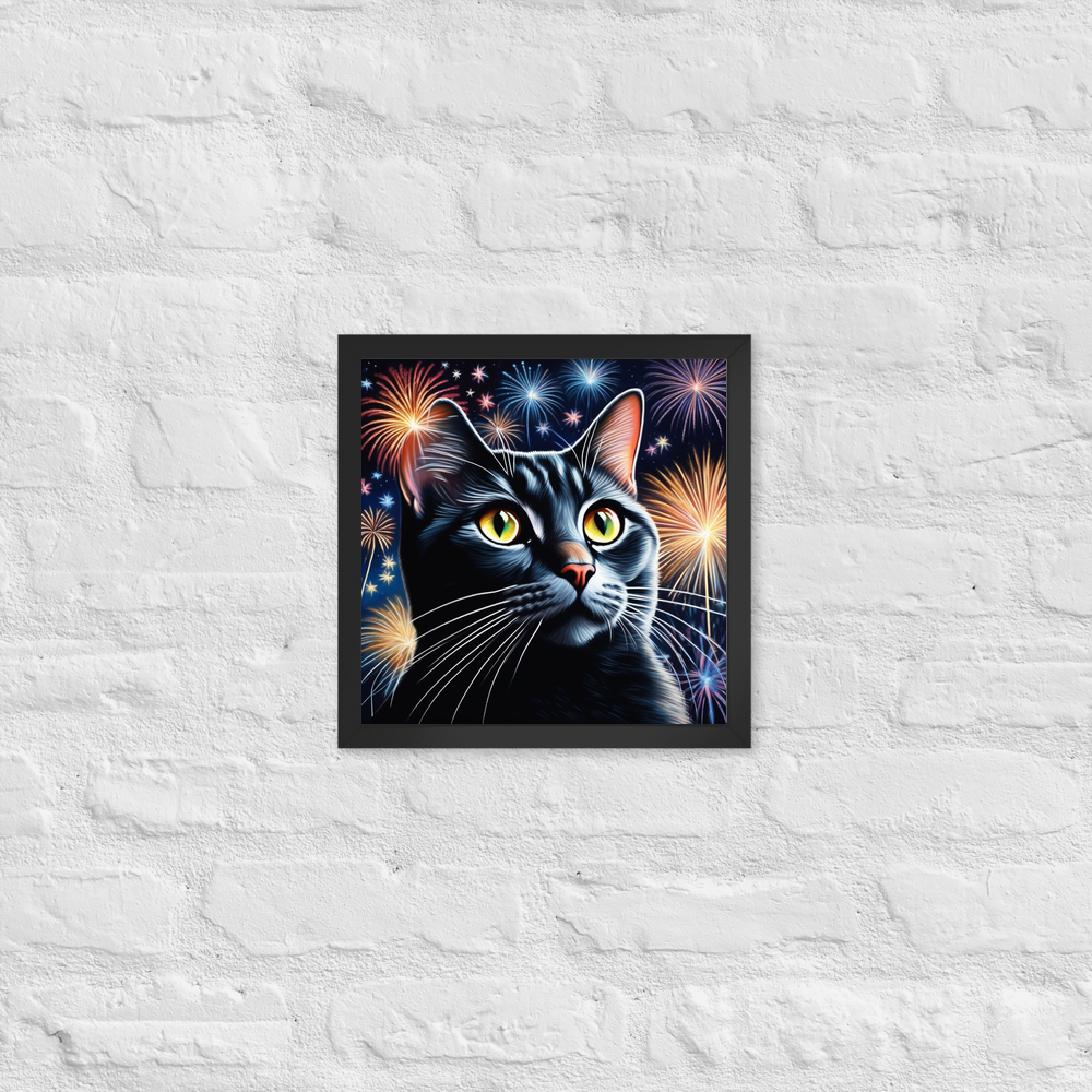 PugMug Custom Black American Shorthair Cat Framed Print