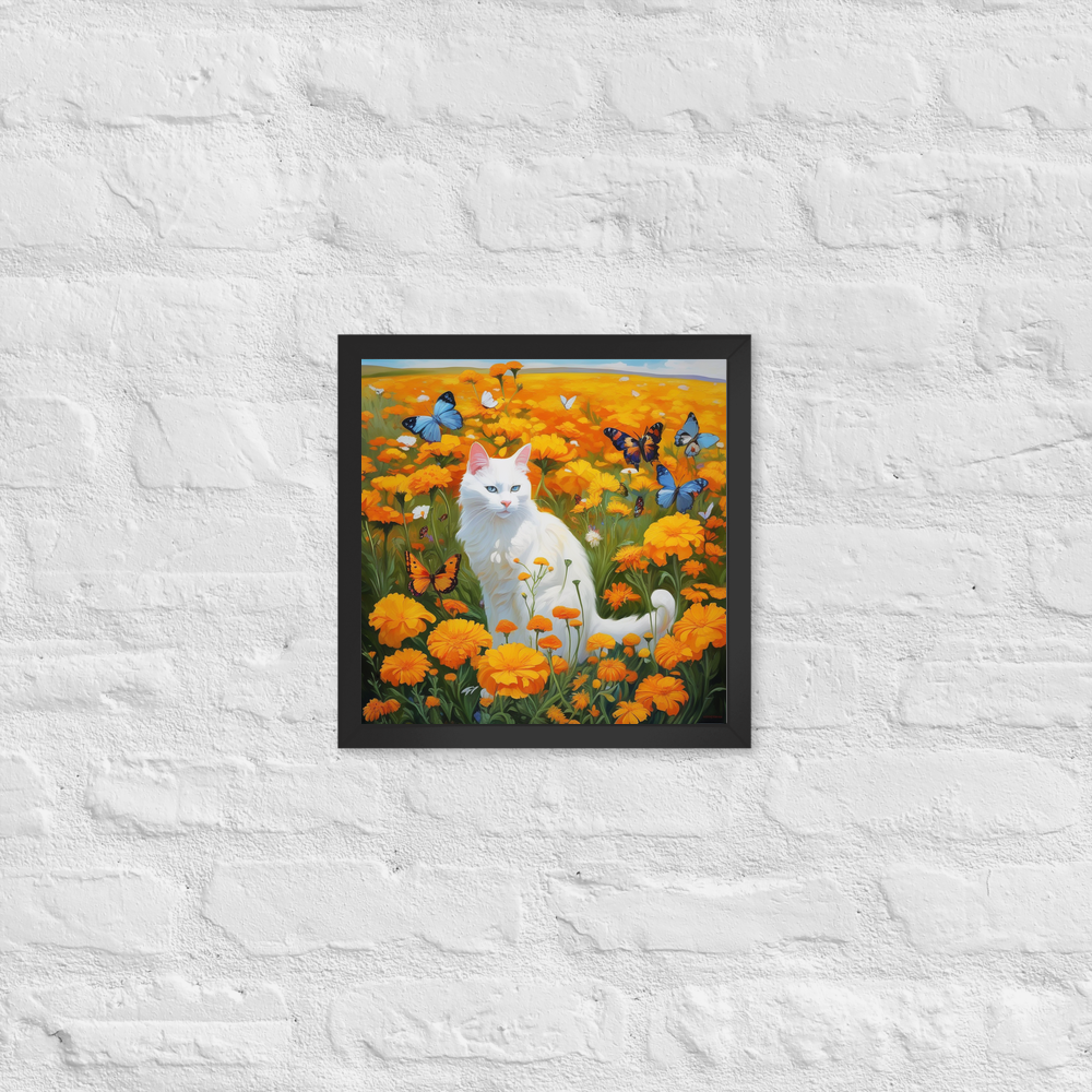PugMug Custom White Companion Cat Framed Print
