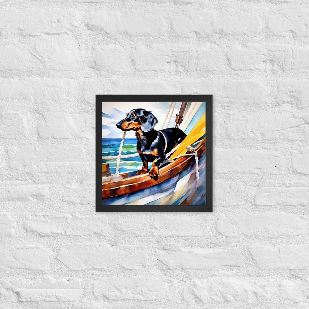 PugMug Custom Black Dachshund Framed Print