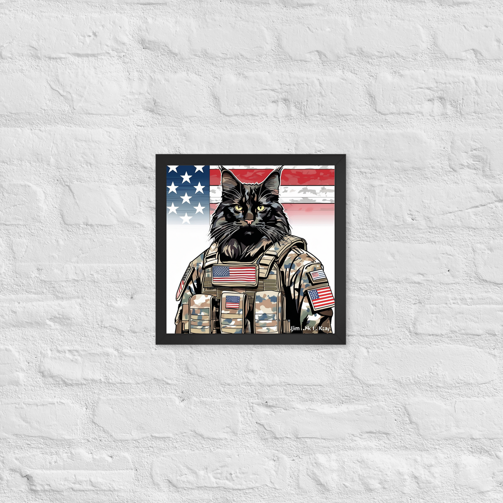 PugMug Custom Black Maine Coon Cat Framed Print