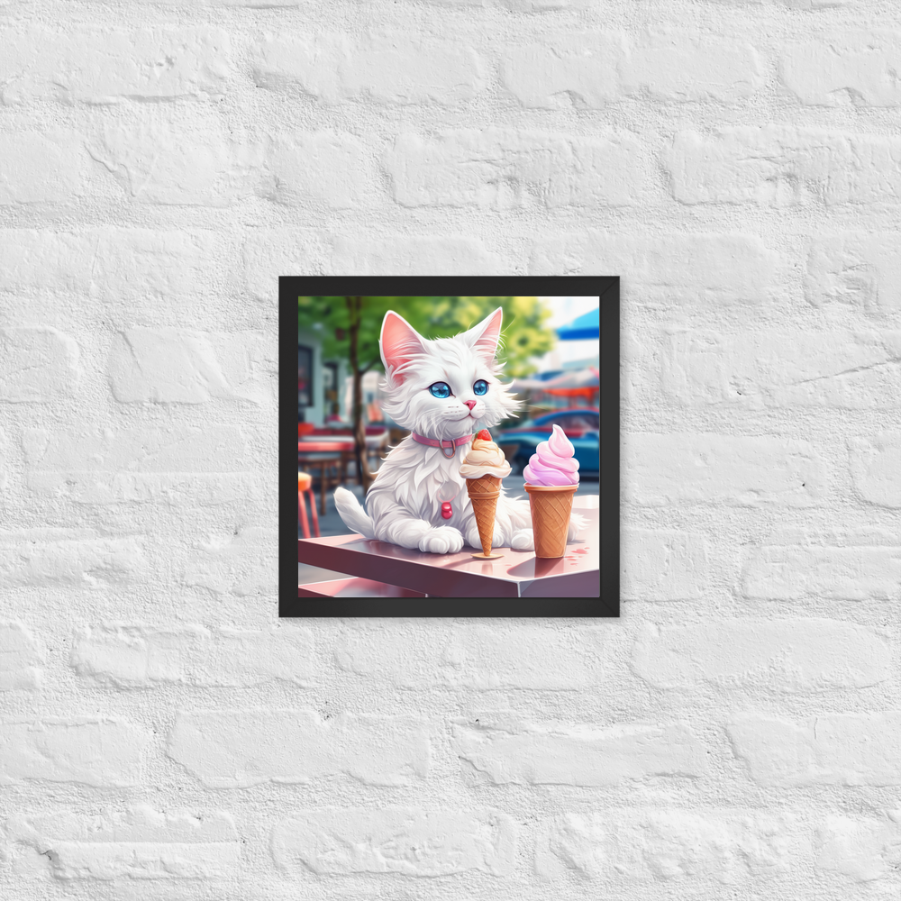 PugMug Custom White Companion Cat Framed Print