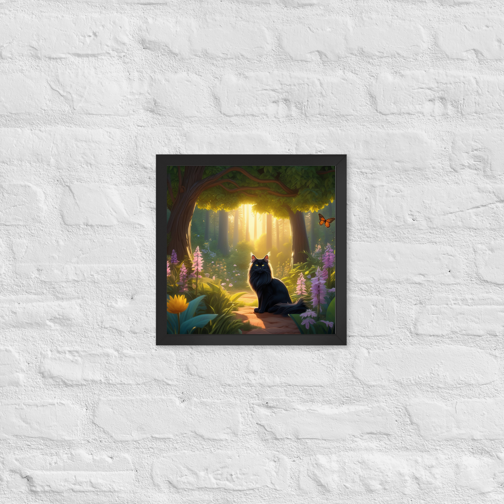 PugMug Custom Black Maine Coon Cat Framed Print