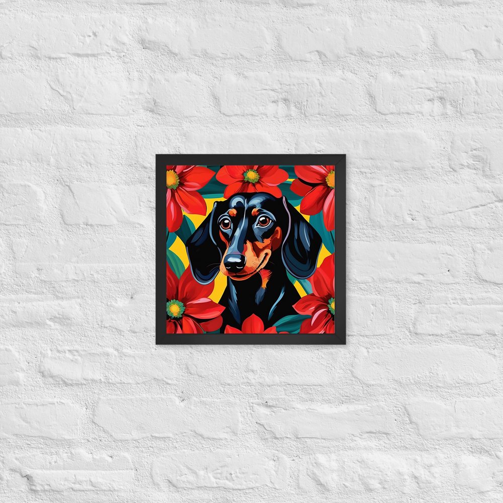 PugMug Custom Black Dachshund Framed Print