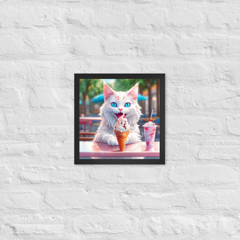 PugMug Custom White Companion Cat Framed Print