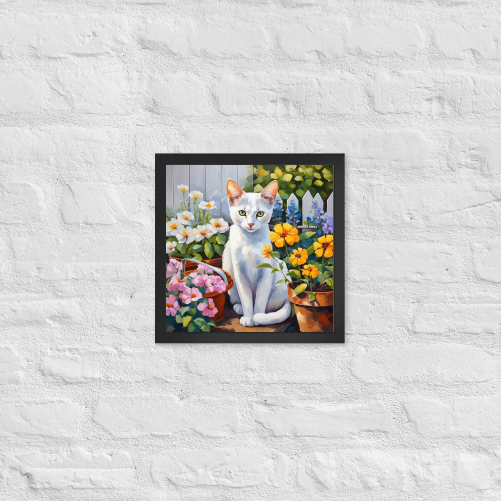PugMug Custom White Abyssinian Cat Framed Print