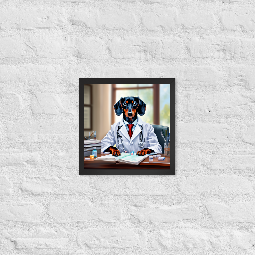 PugMug Custom Black Dachshund Framed Print