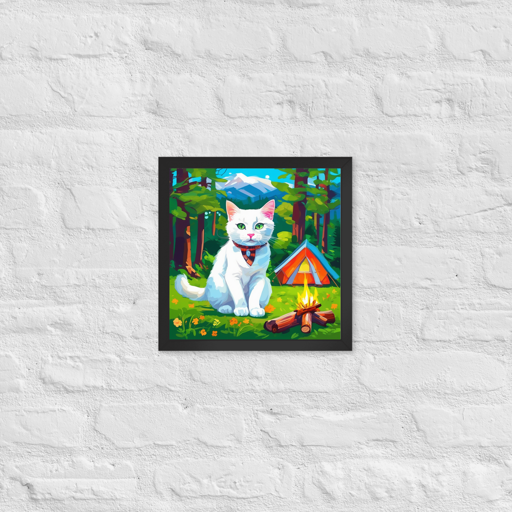 PugMug Custom White Companion Cat Framed Print