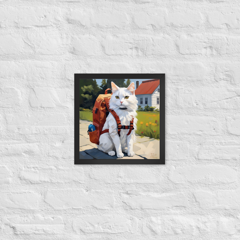 PugMug Custom White Companion Cat Framed Print