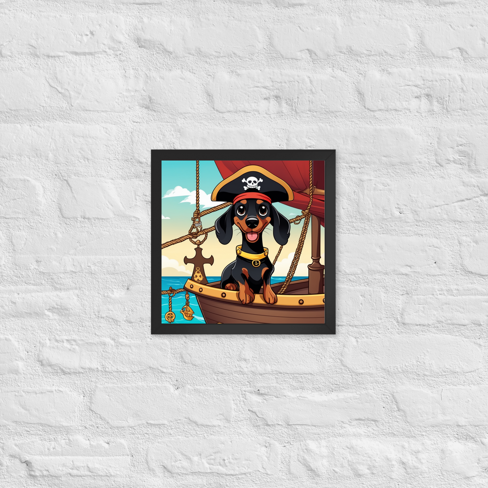 PugMug Custom Black Dachshund Framed Print