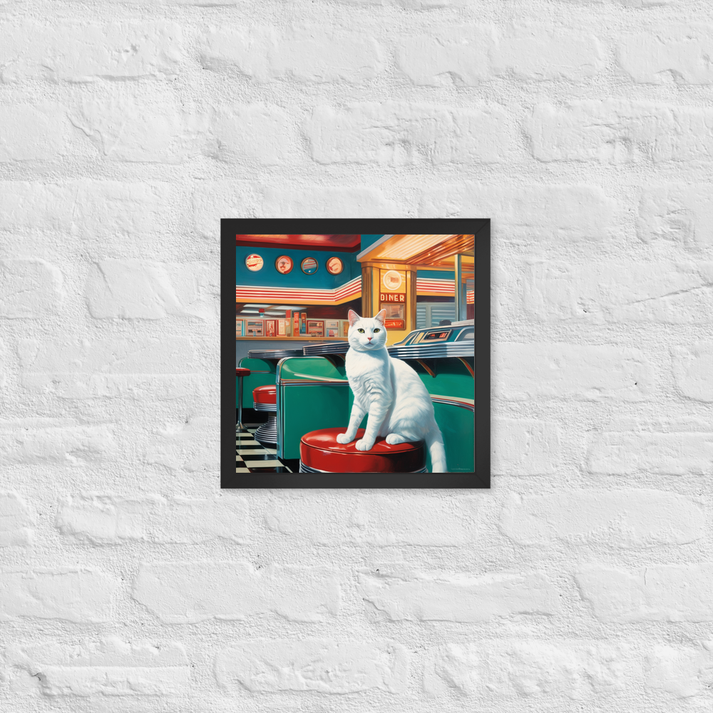 PugMug Custom White Companion Cat Framed Print