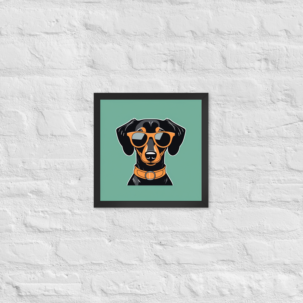 PugMug Custom Black Dachshund Framed Print