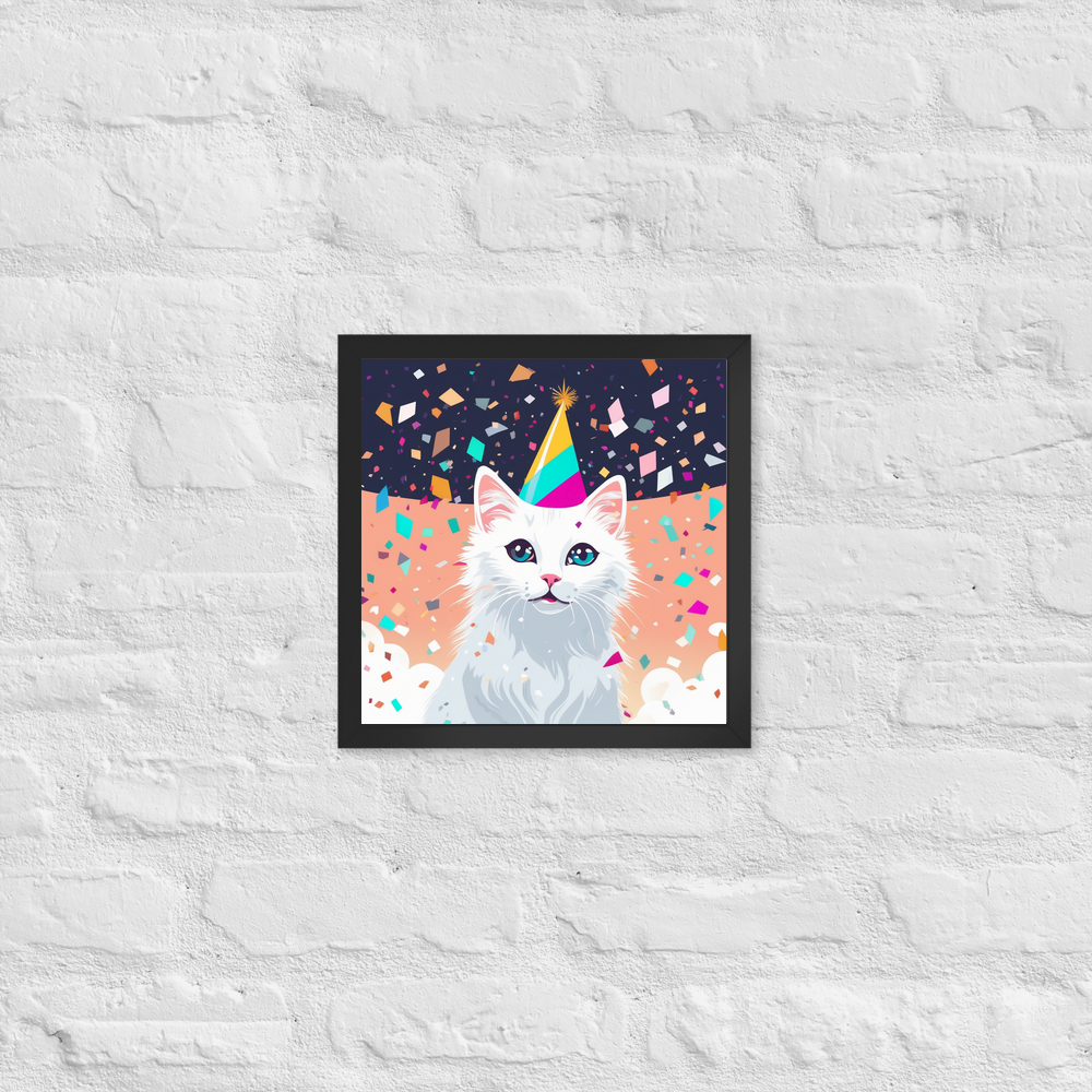 PugMug Custom White Companion Cat Framed Print