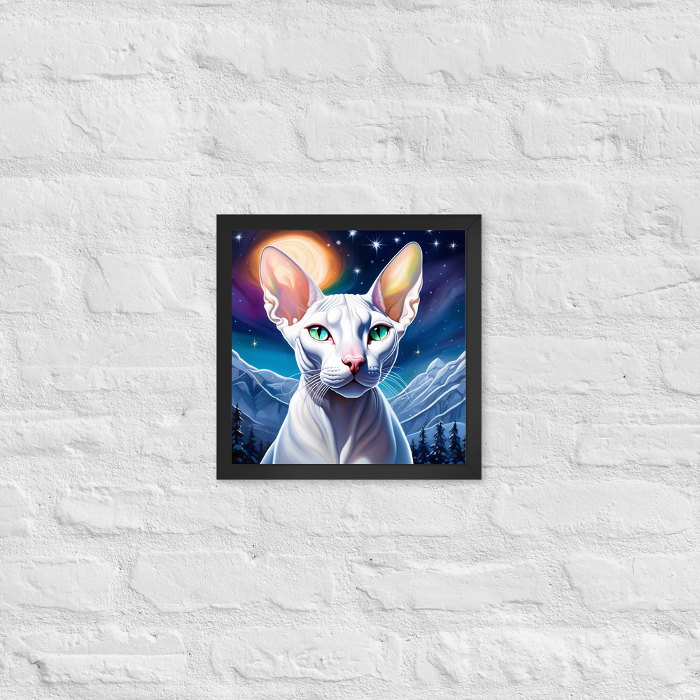 PugMug Custom White Sphynx Cat Framed Print