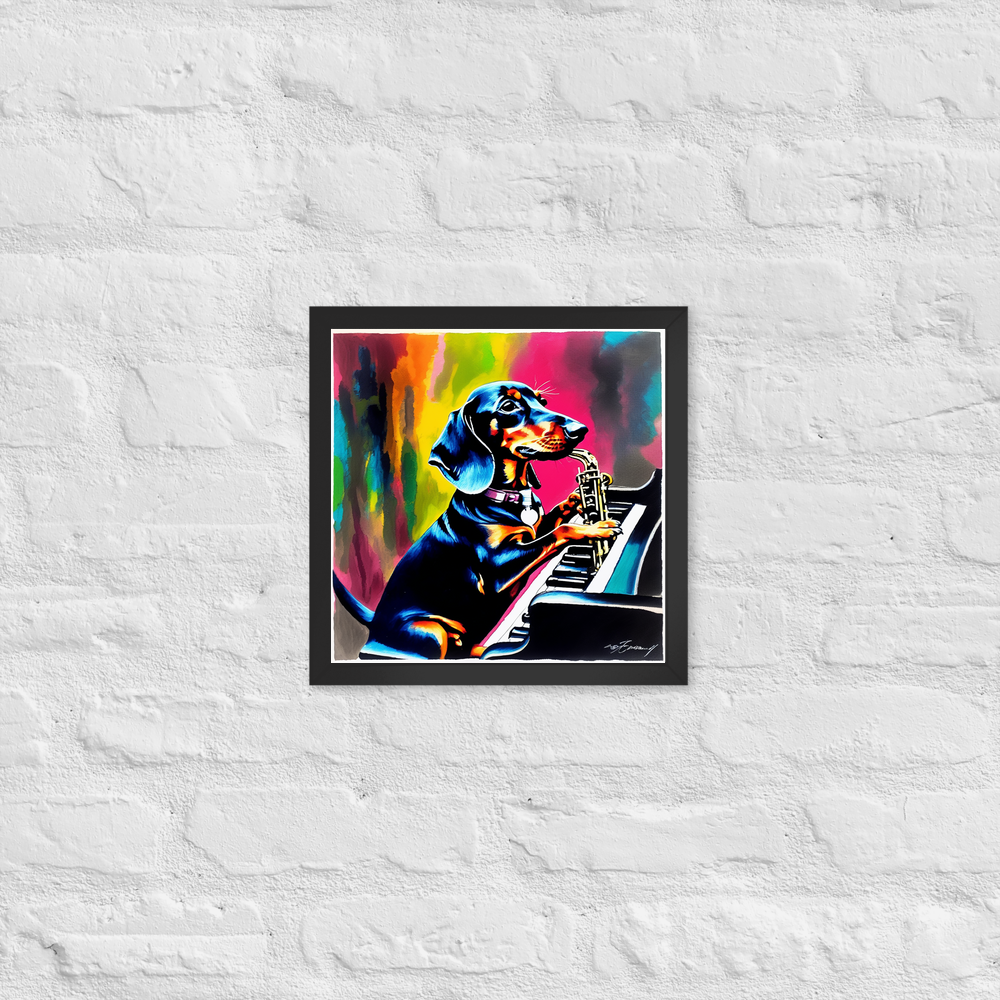 PugMug Custom Black Dachshund Framed Print