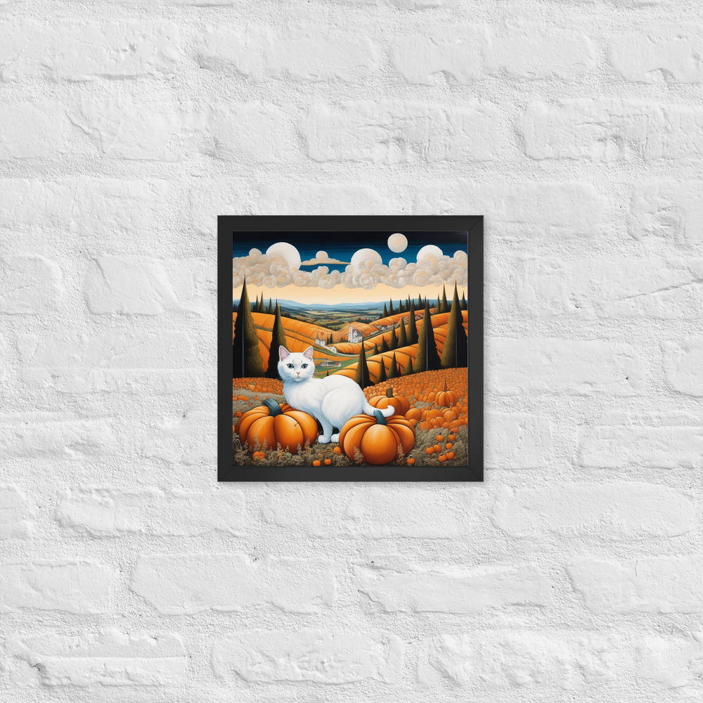 PugMug Custom White Companion Cat Framed Print