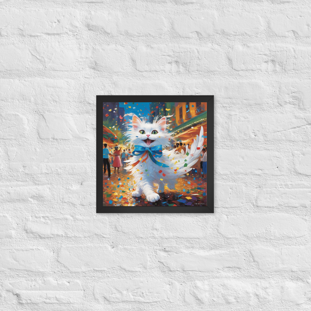 PugMug Custom White Companion Cat Framed Print