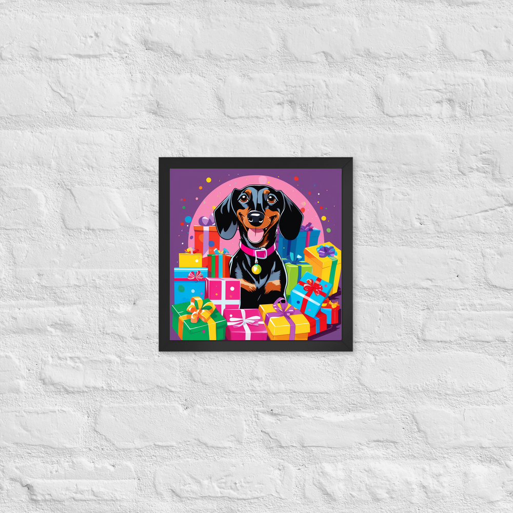 PugMug Custom Black Dachshund Framed Print