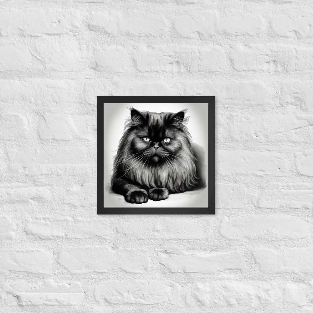 PugMug Custom Black Persian Cat Framed Print