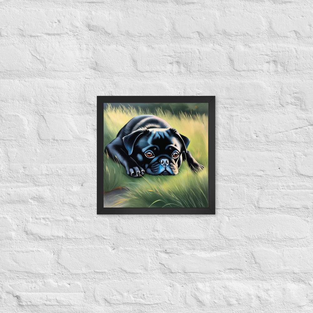 PugMug Custom Black Pug Framed Print