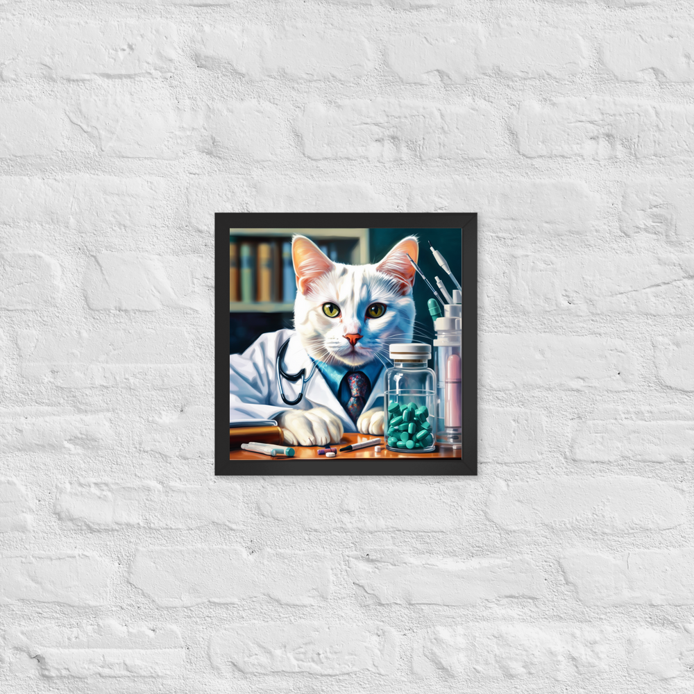 PugMug Custom White Companion Cat Framed Print