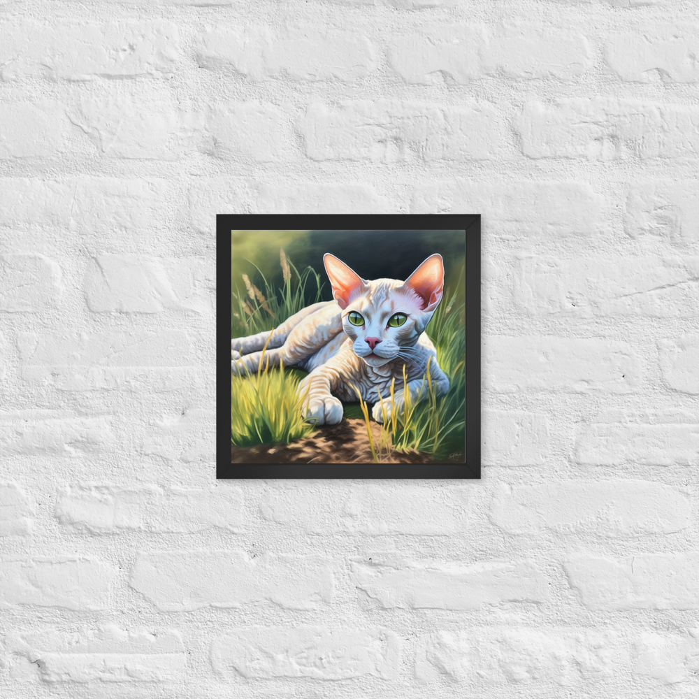 PugMug Custom Tabby Devon Rex Cat Framed Print