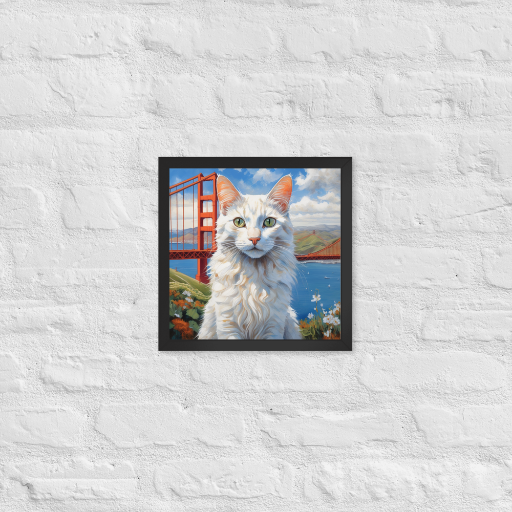 PugMug Custom White Companion Cat Framed Print