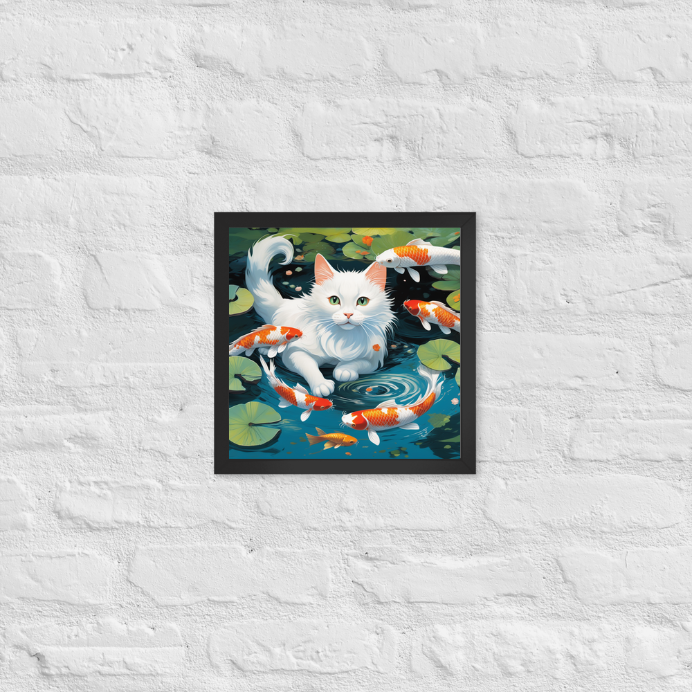 PugMug Custom White Companion Cat Framed Print