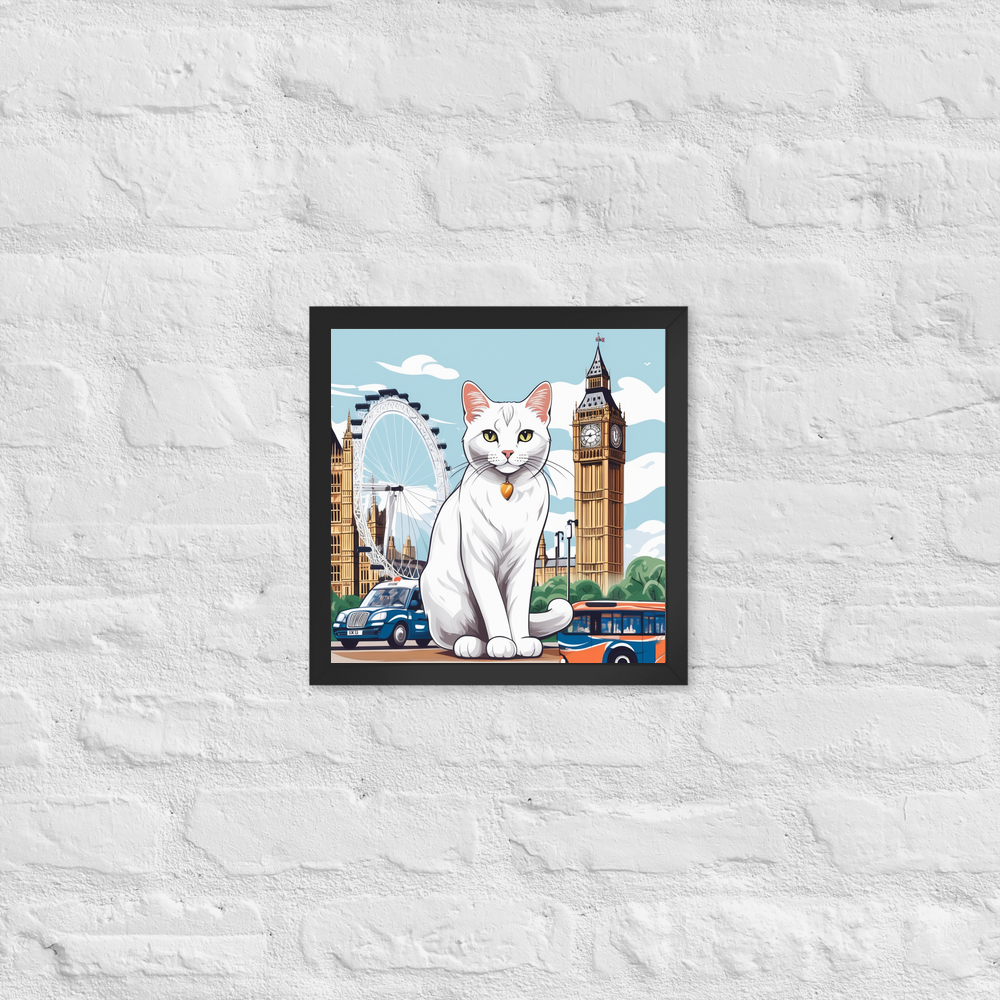 PugMug Custom White Companion Cat Framed Print