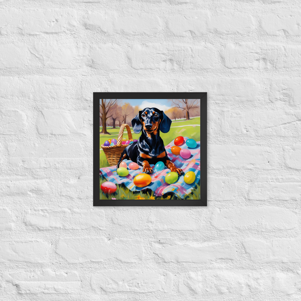 PugMug Custom Black Dachshund Framed Print