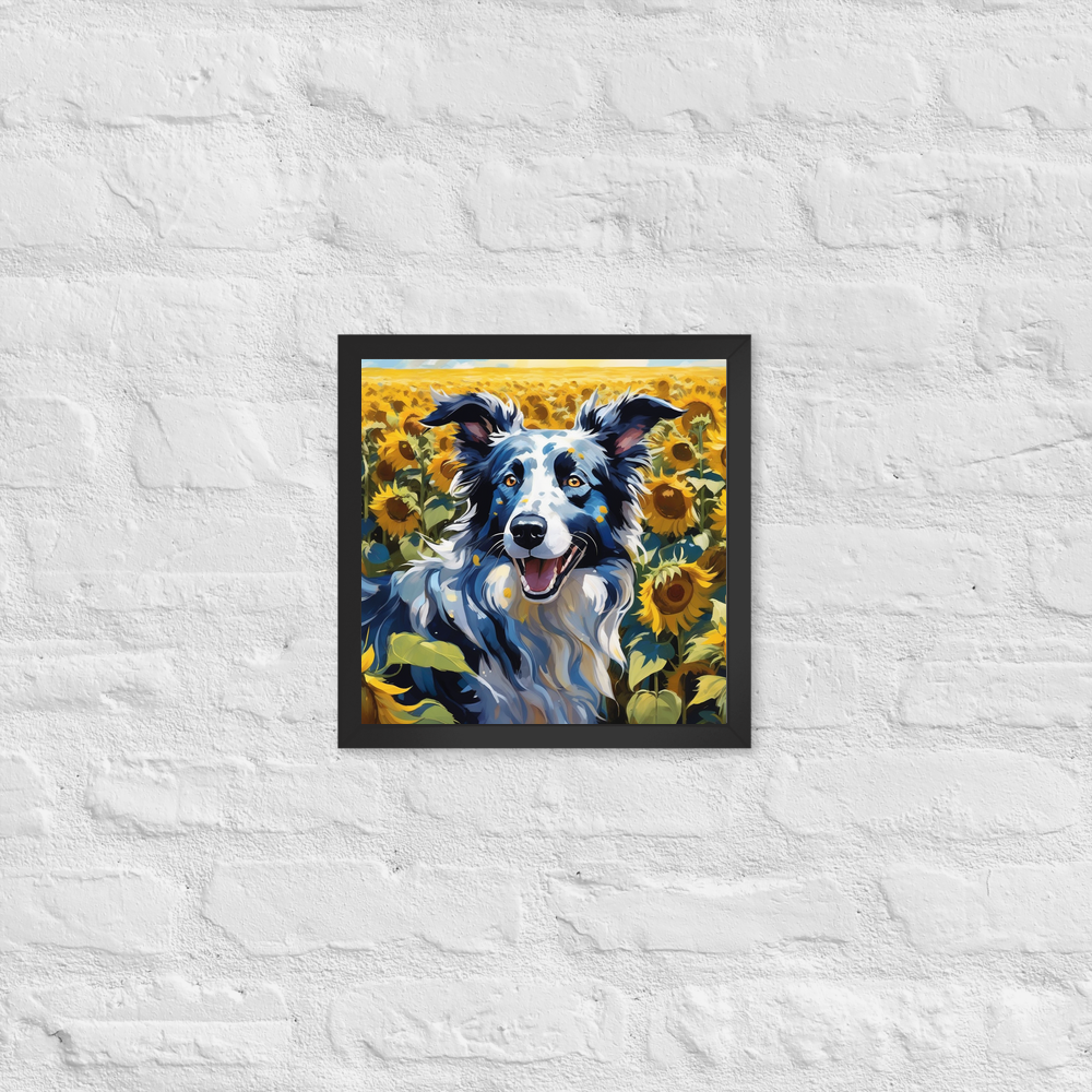 PugMug Custom Blue Merle Border Collie Framed Print