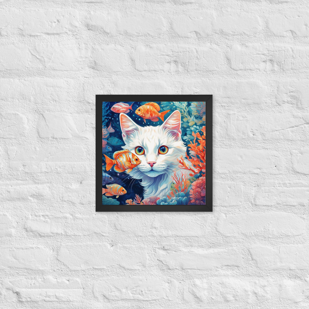 PugMug Custom White Companion Cat Framed Print