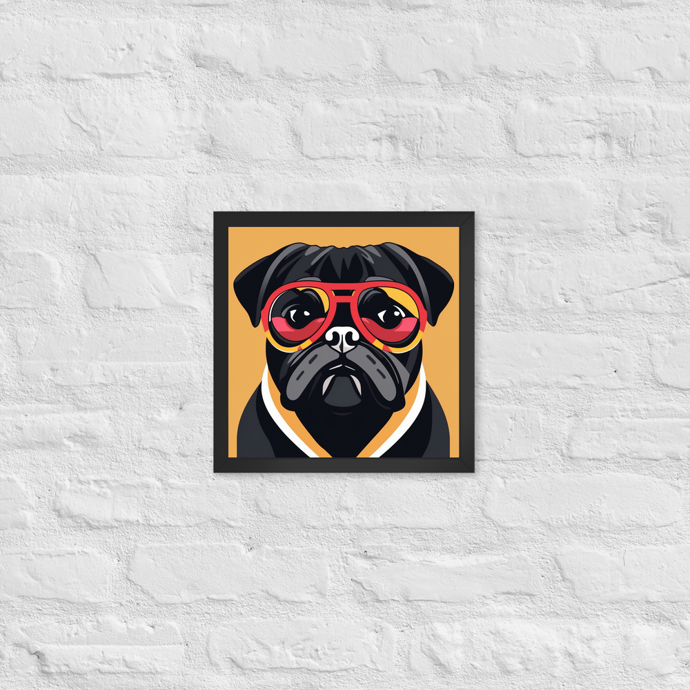 PugMug Custom Black Pug Framed Print