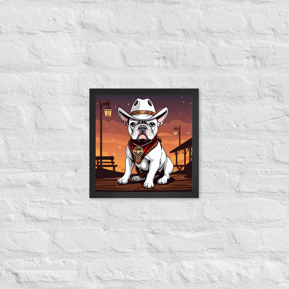 PugMug Custom White French Bulldog Framed Print