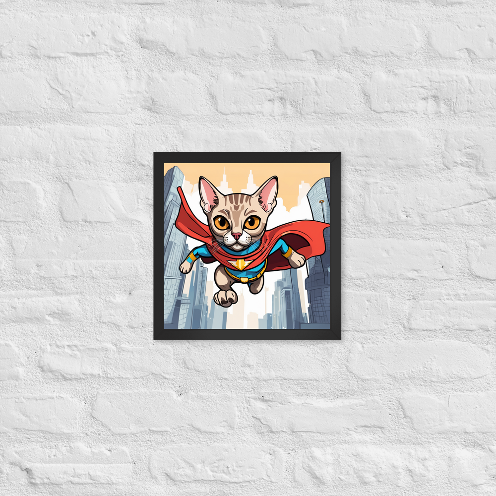 PugMug Custom Tabby Devon Rex Cat Framed Print