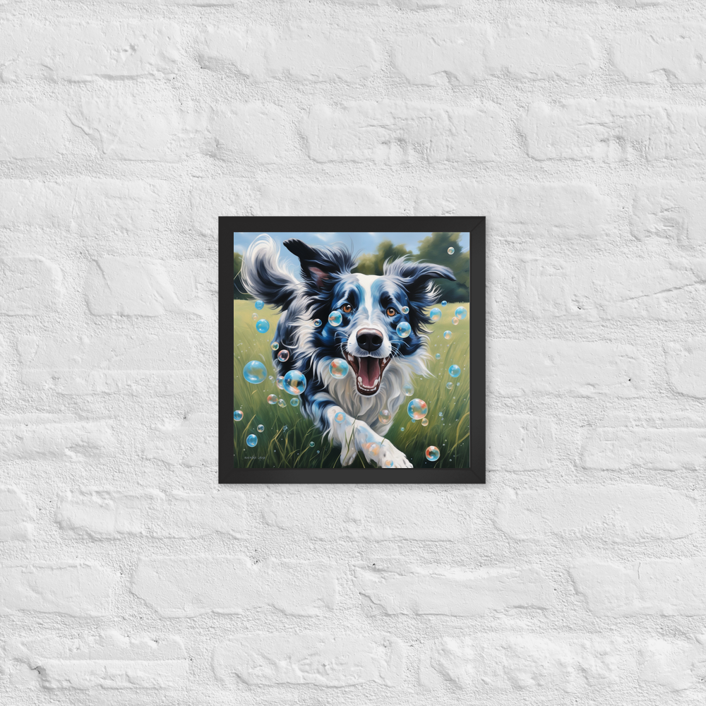 PugMug Custom Blue Merle Border Collie Framed Print