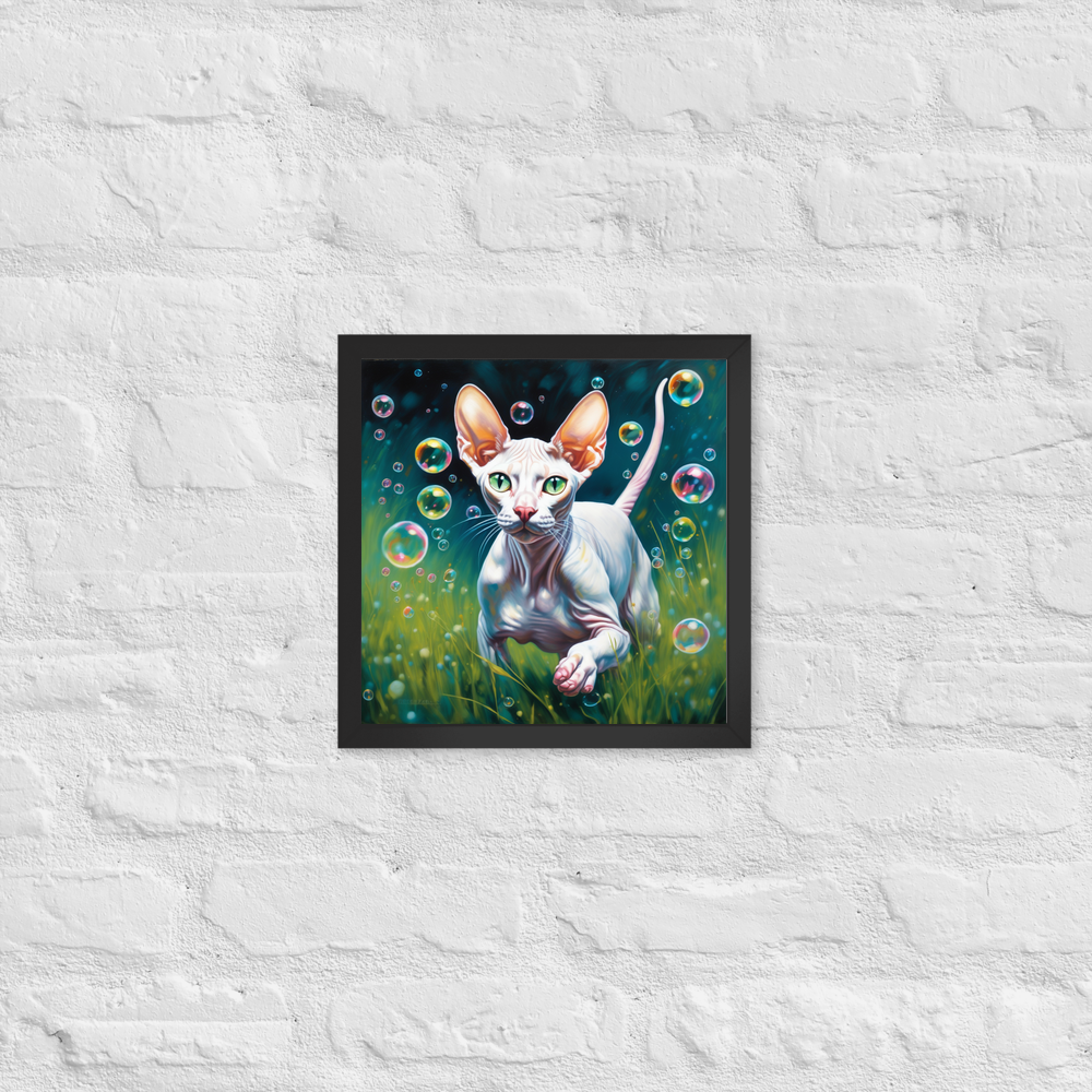 PugMug Custom White Sphynx Cat Framed Print