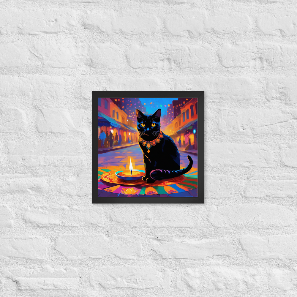 PugMug Custom Black American Shorthair Cat Framed Print