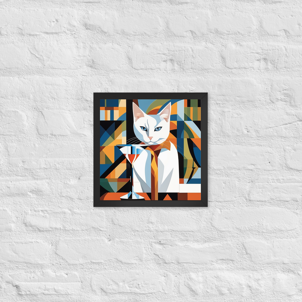 PugMug Custom White Companion Cat Framed Print