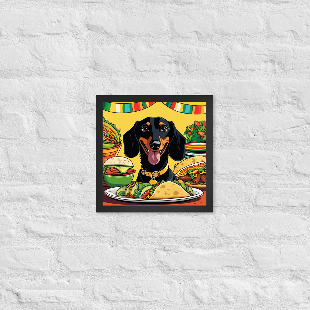 PugMug Custom Black Dachshund Framed Print