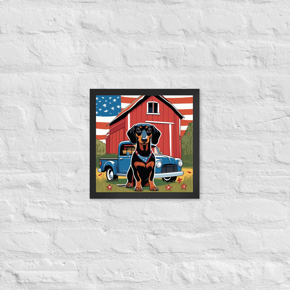 PugMug Custom Black Dachshund Framed Print