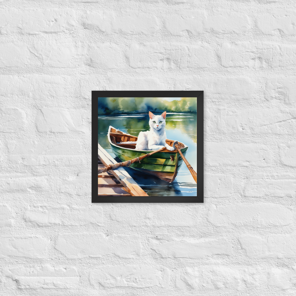 PugMug Custom White Companion Cat Framed Print