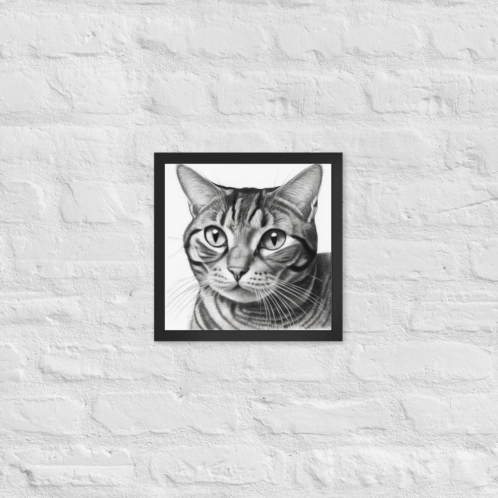 PugMug Custom Tabby American Shorthair Cat Framed Print