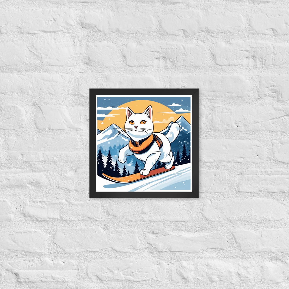 PugMug Custom White Companion Cat Framed Print