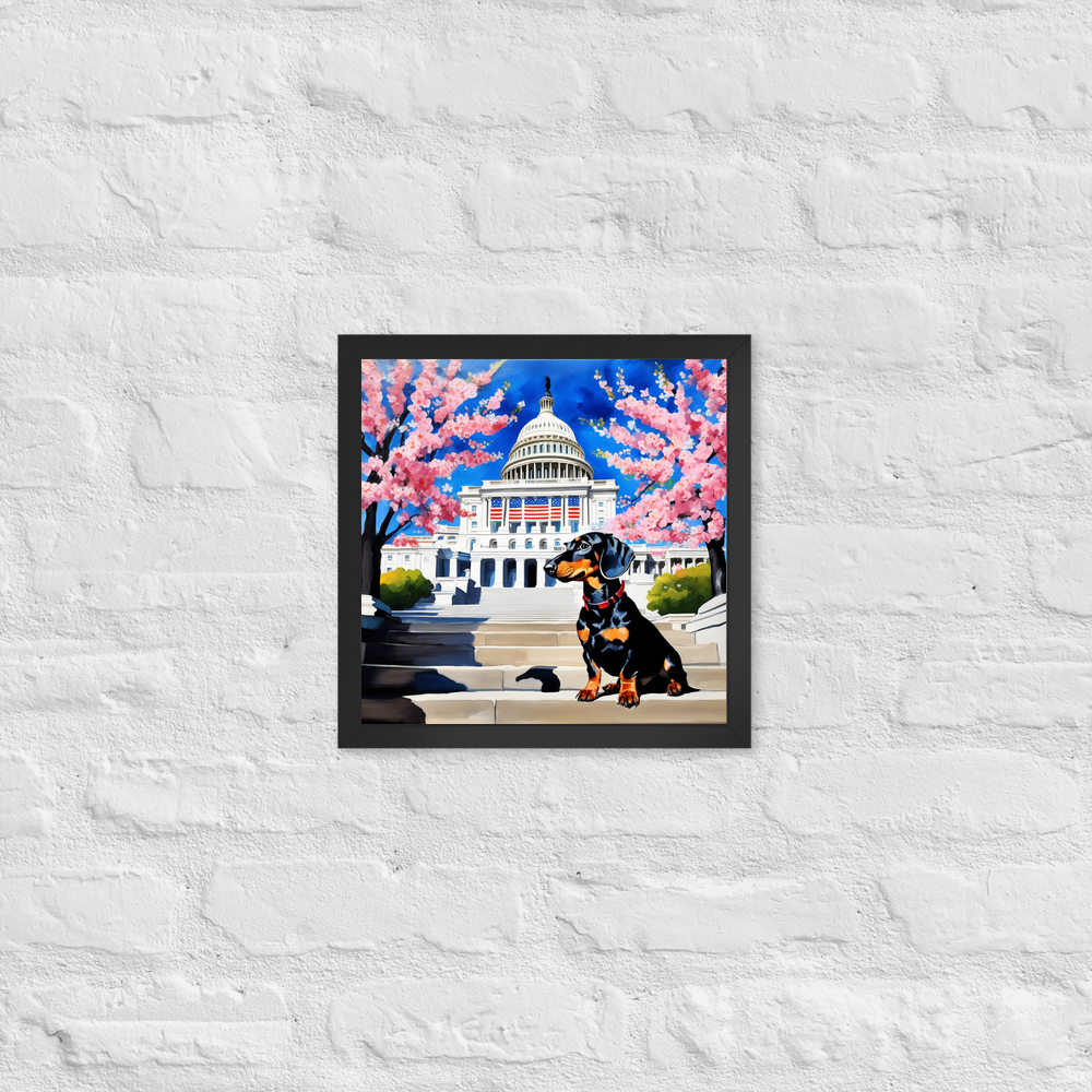 PugMug Custom Black Dachshund Framed Print