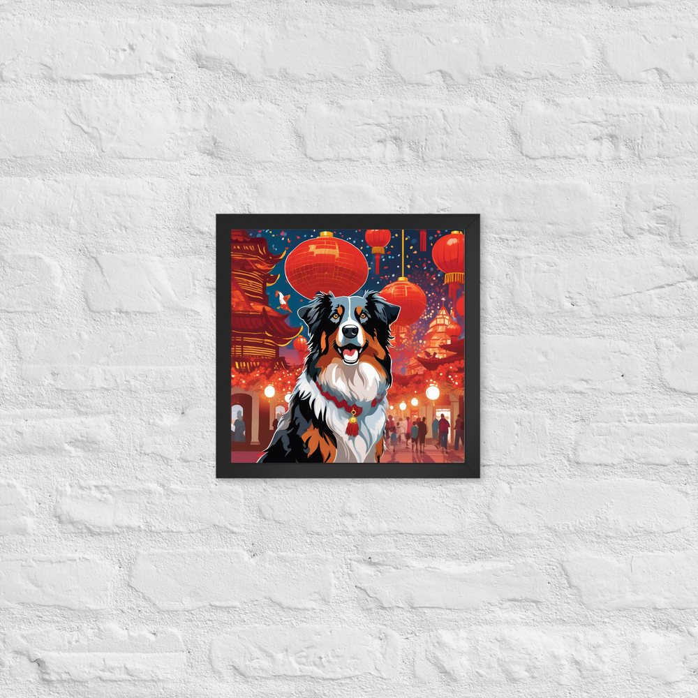 PugMug Custom Australian Shepherd Dog Framed Print